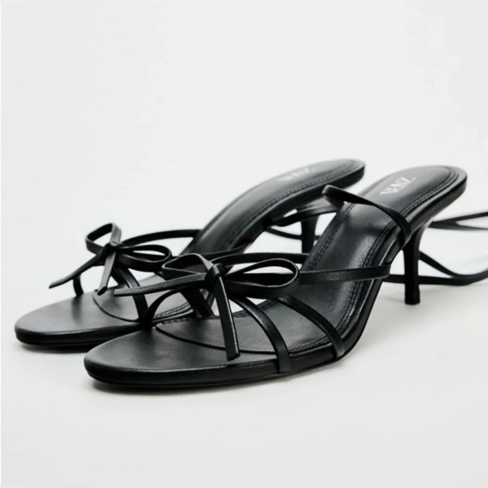 Zara Tied Heeled Sandals - Picture 2 of 8